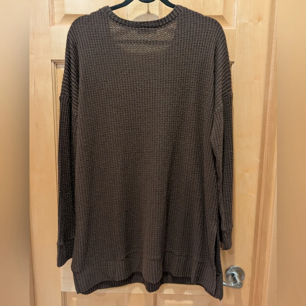 Zenana Outfitters Dark Brown Crew Neck Sweater - Picture 8 of 9